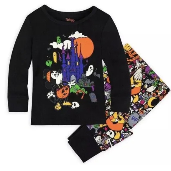 Disney Halloween Pajamas set Mickey Mouse cotton fitted Pj - Picture 1 of 6